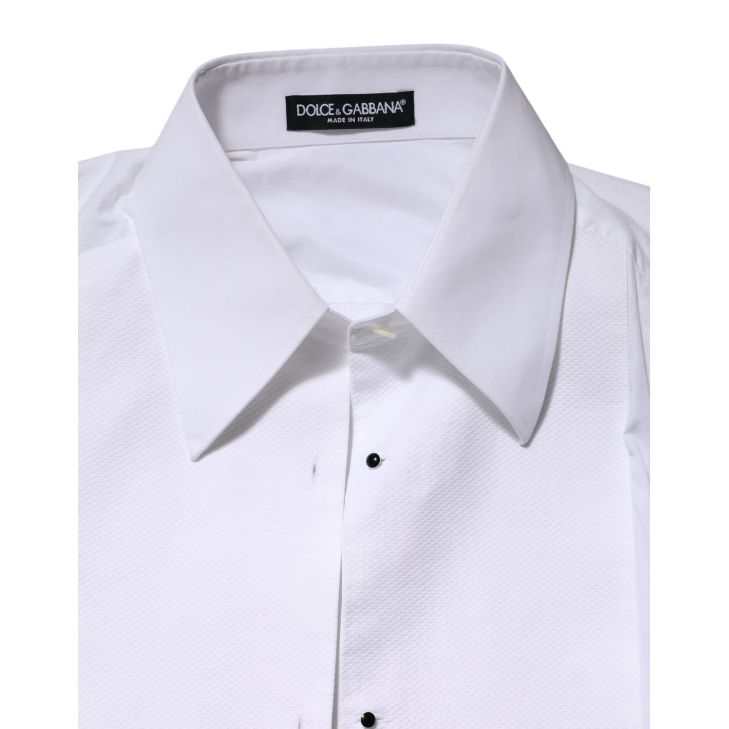 Dolce & Gabbana White Cotton Long Sleeves Collared Top Shirt