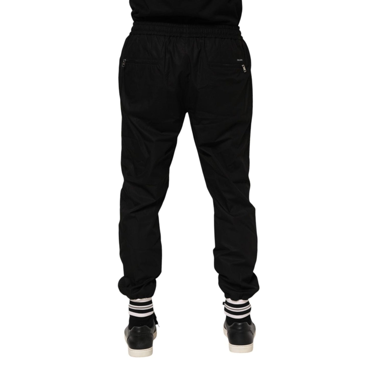 Dolce & Gabbana Black Cotton Logo Tape Men Jogger Pants