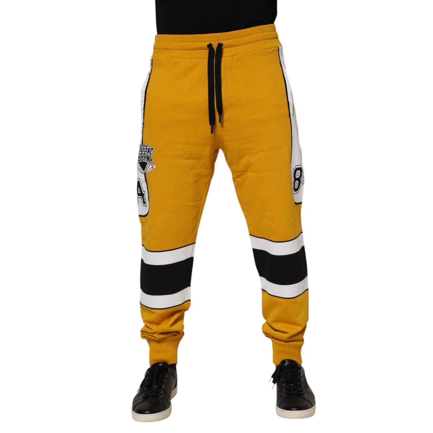 Dolce & Gabbana Yellow Cotton Logo Jogger Sweatpants Pants
