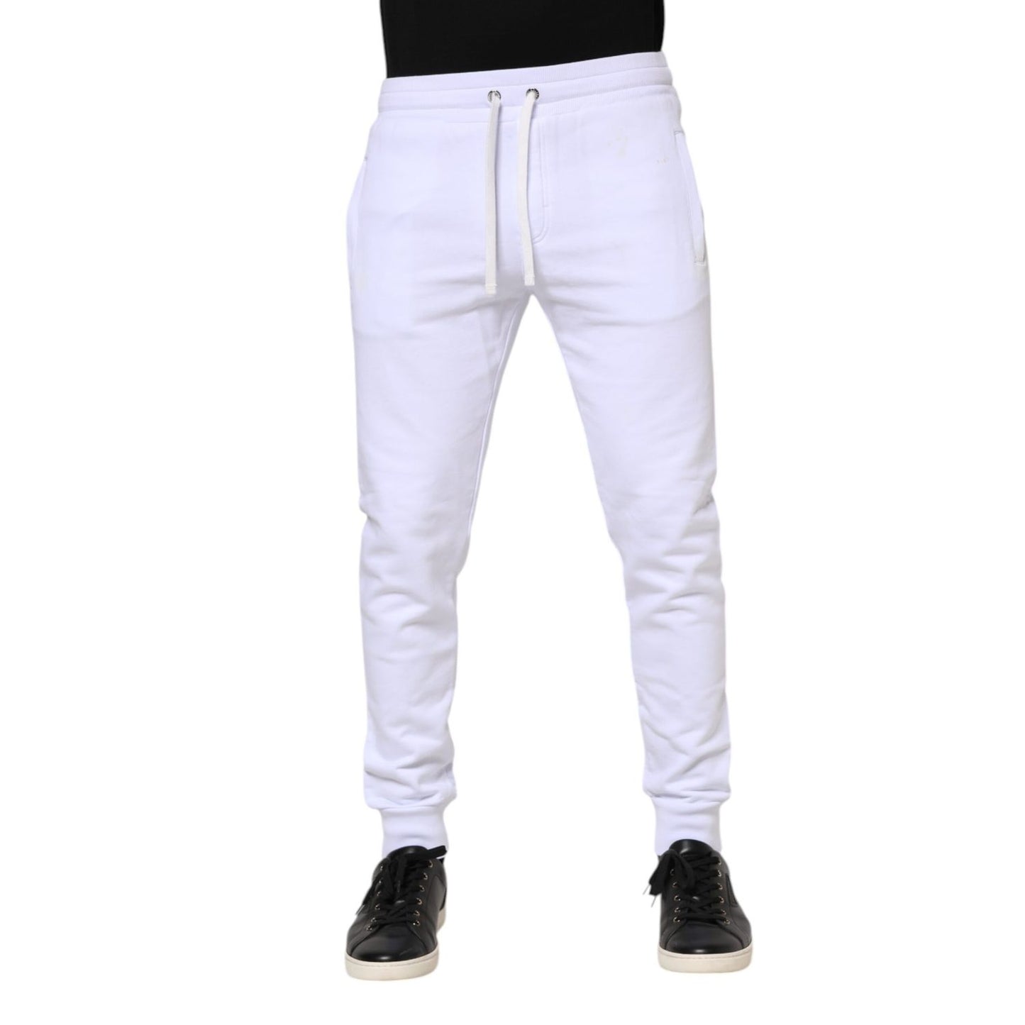 Dolce & Gabbana White Cotton Drawstring Jogger Pants