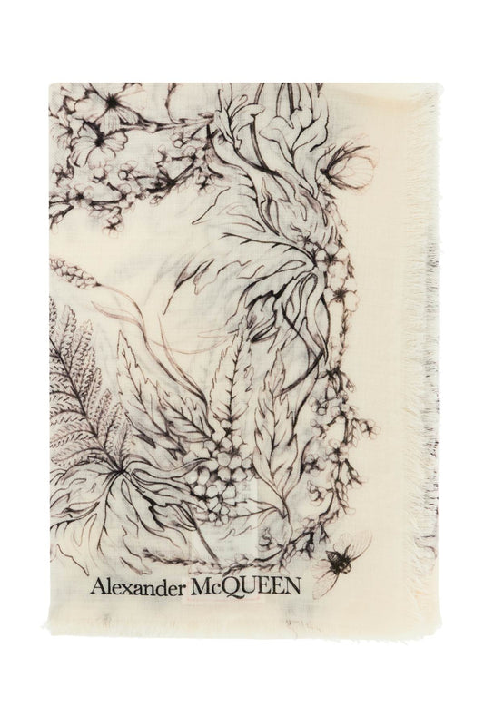 Alexander Mcqueen "wool stole with botanical print" Scarves Hats & Gloves Alexander Mcqueen