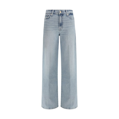 7FOR Light Blue Cotton Relaxed Fit Jeans