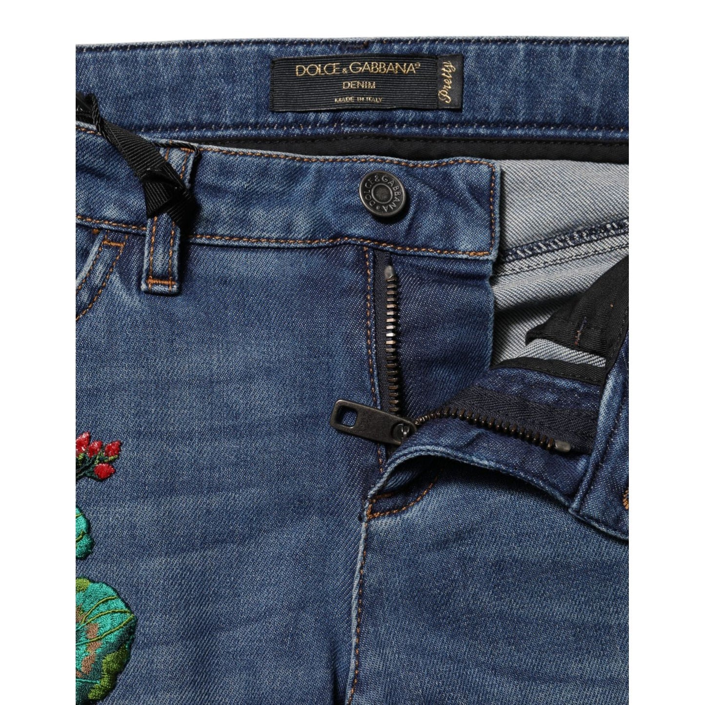 Dolce & Gabbana Blue Cotton Low Waist Skinny Denim Jeans