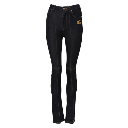 Dolce & Gabbana Blue Cotton High Waist Skinny Denim Jeans