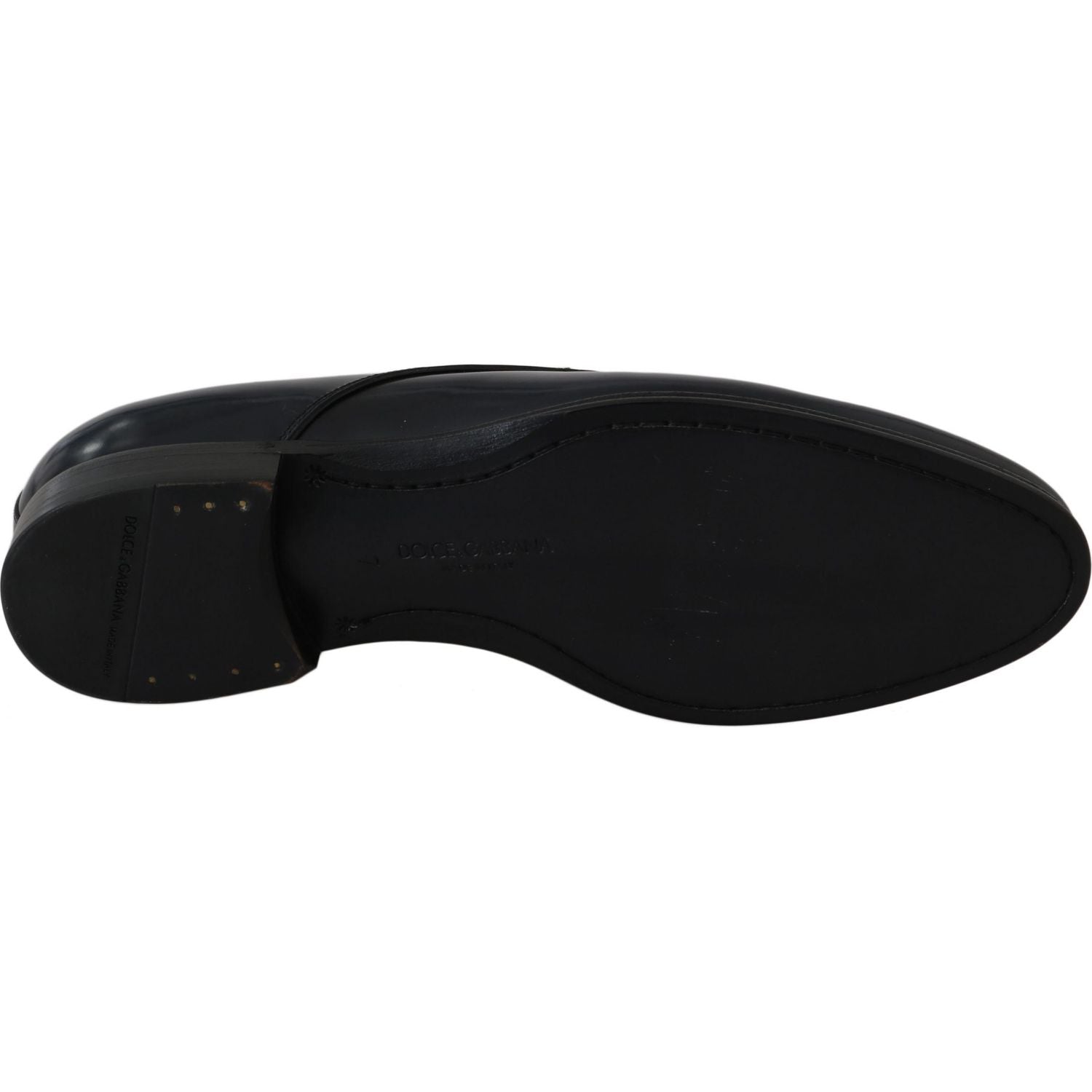 حذاء ديربي أنيق من الجلد باللون الأزرق الداكن من دولتشي آند غابانا