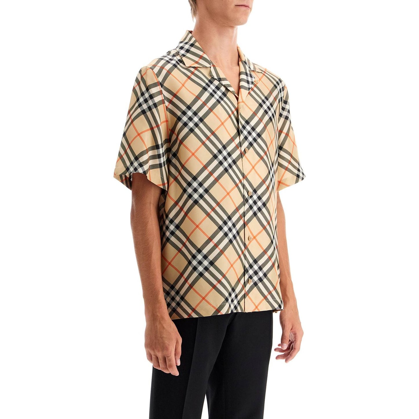 Burberry ered silk short-sleeved shirt