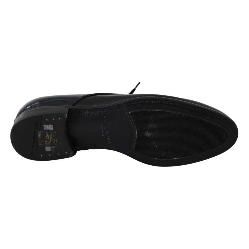 حذاء ديربي أنيق من الجلد باللون الأزرق الداكن من دولتشي آند غابانا