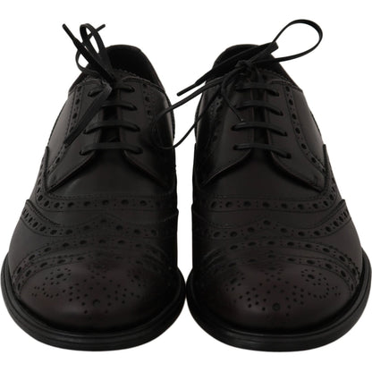Dolce & Gabbana Black Leather Wingtip Oxford Dress Shoes