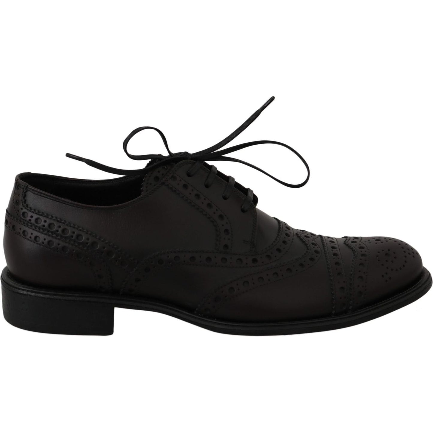 Dolce & Gabbana Black Leather Wingtip Oxford Dress Shoes