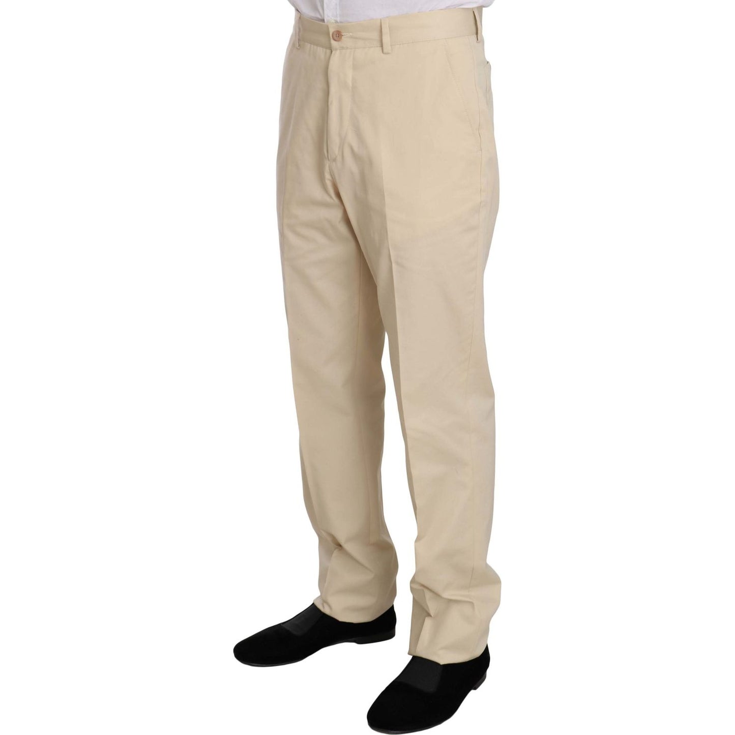 Romeo Gigli Two Piece 3 Button Beige Cotton Solid Suit