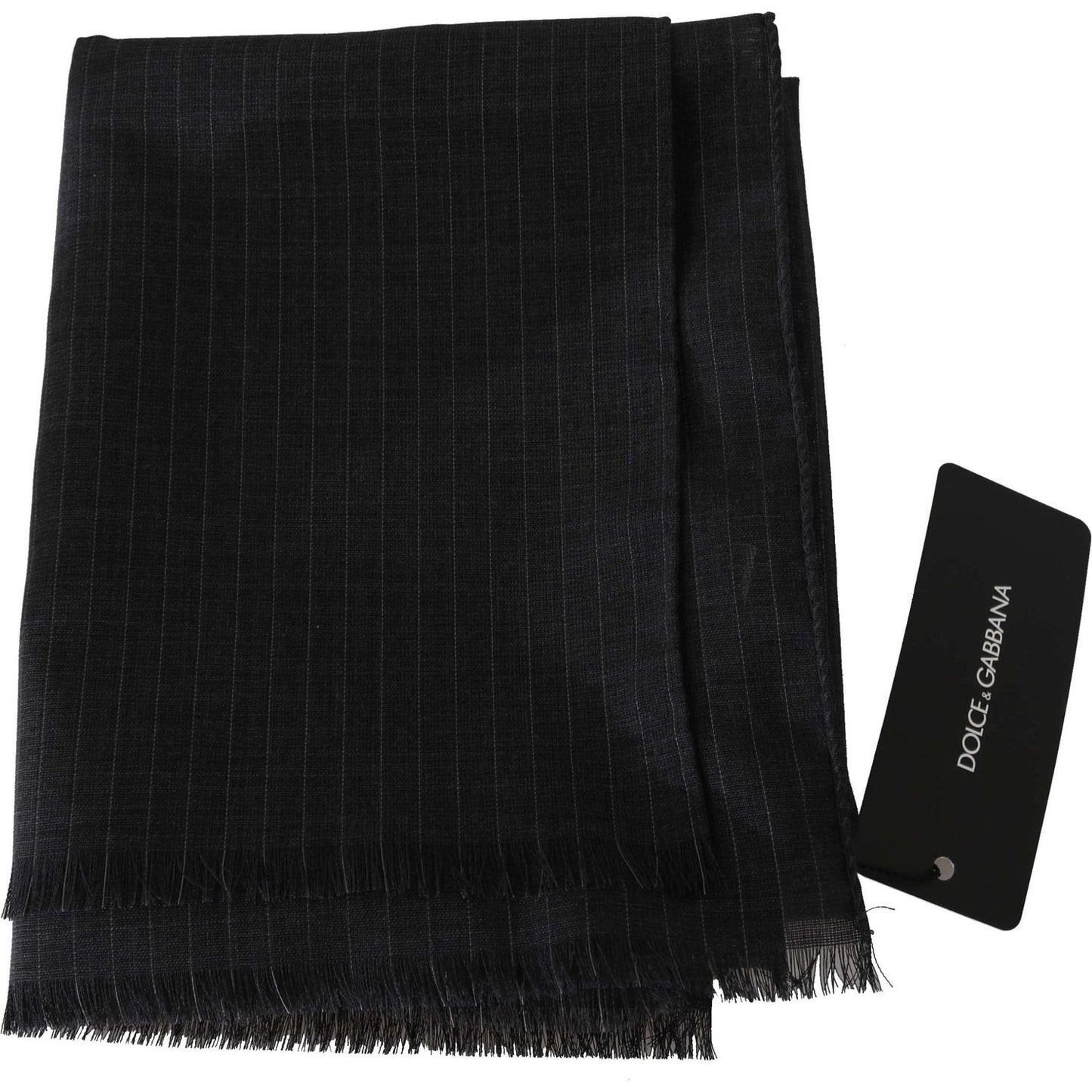 Dolce & Gabbana Gray 100% Wool Striped Pattern Wrap Scarf Wool Wrap Shawls