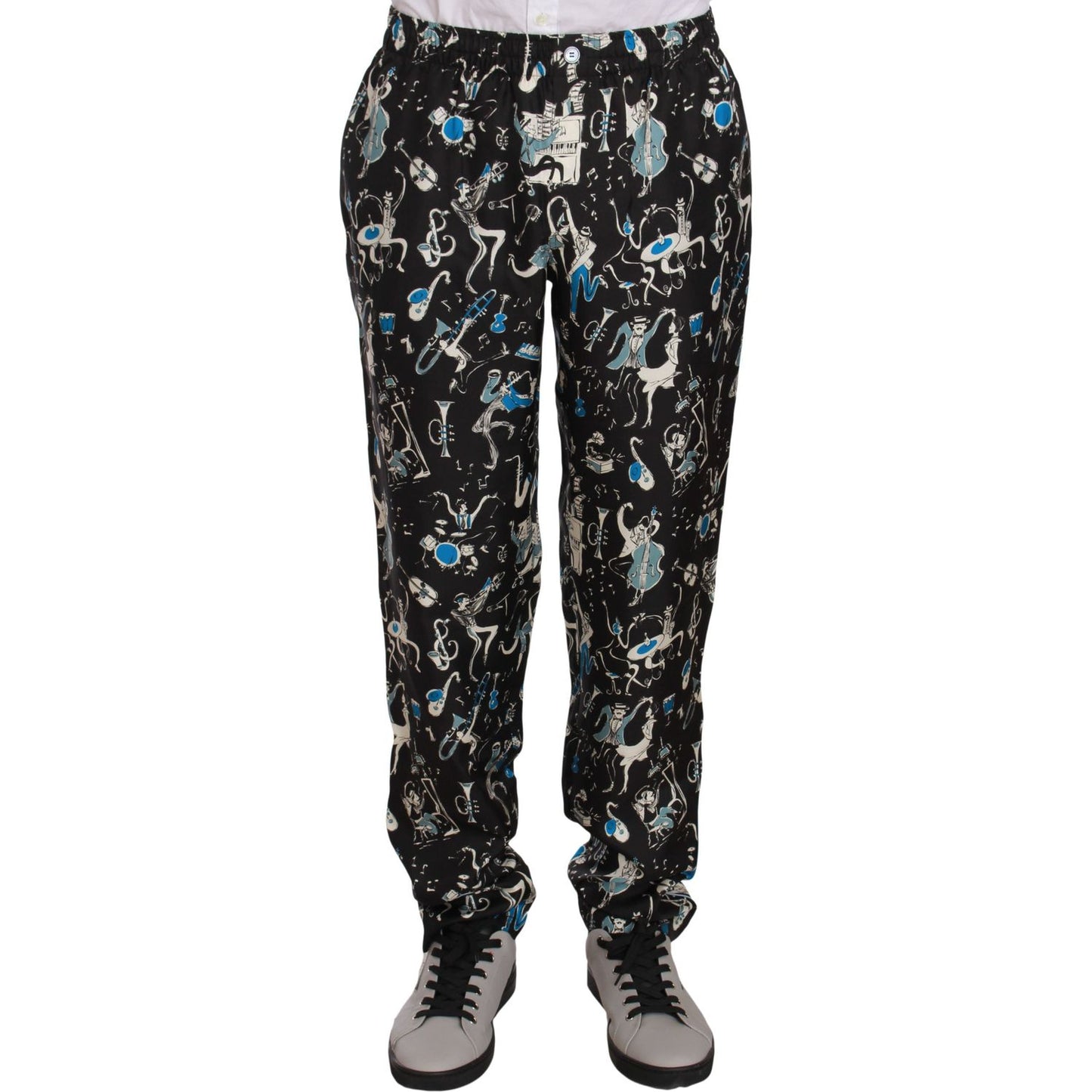 Dolce & Gabbana Black Musical Instrument Sleepwear Pants