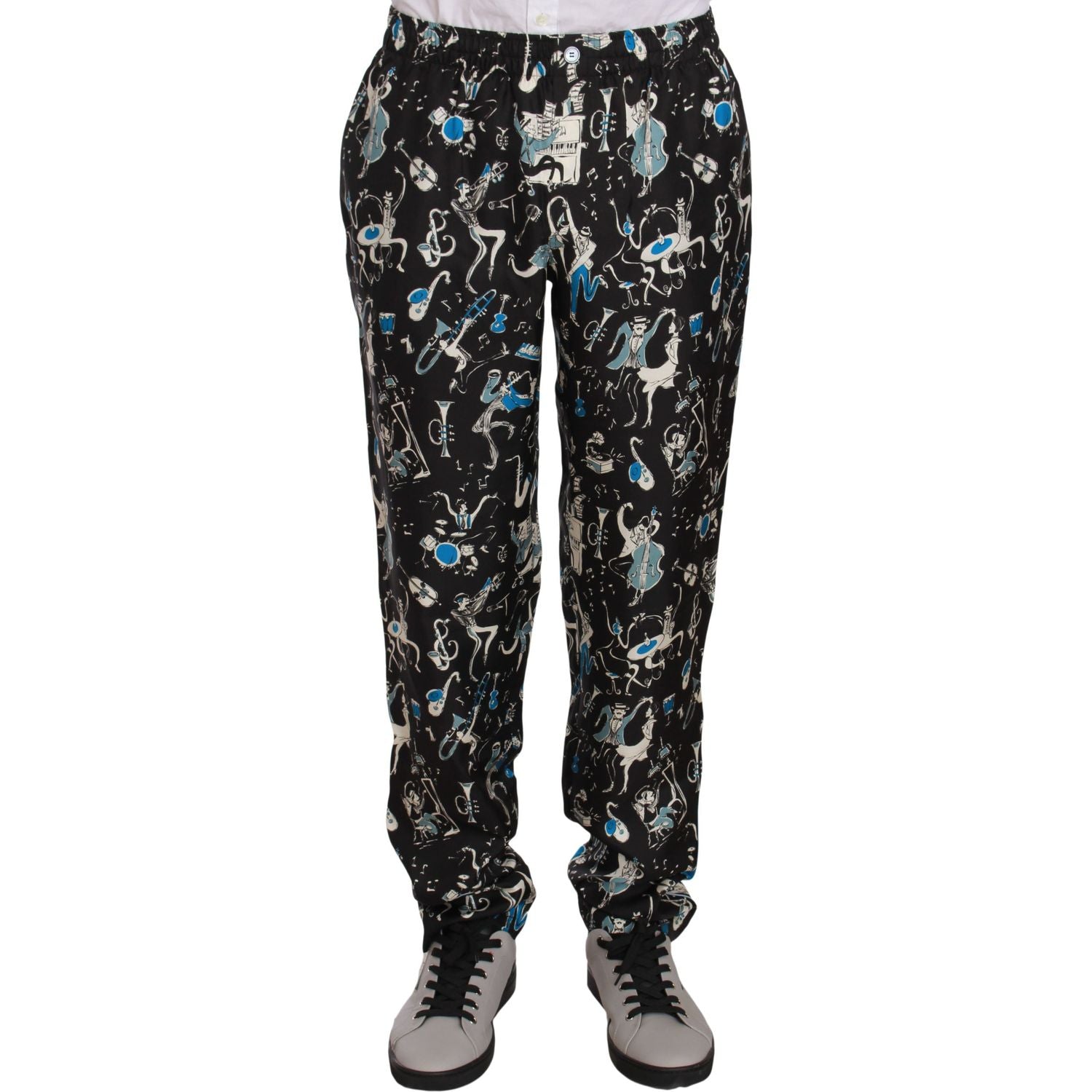 Dolce & Gabbana Black Musical Instrument Sleepwear Pants