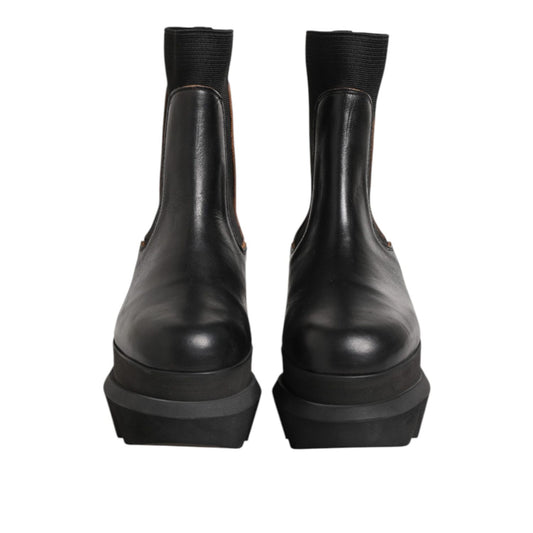 Sacai Black Chelsea Leather Pull On Women Ankle Boots Shoes