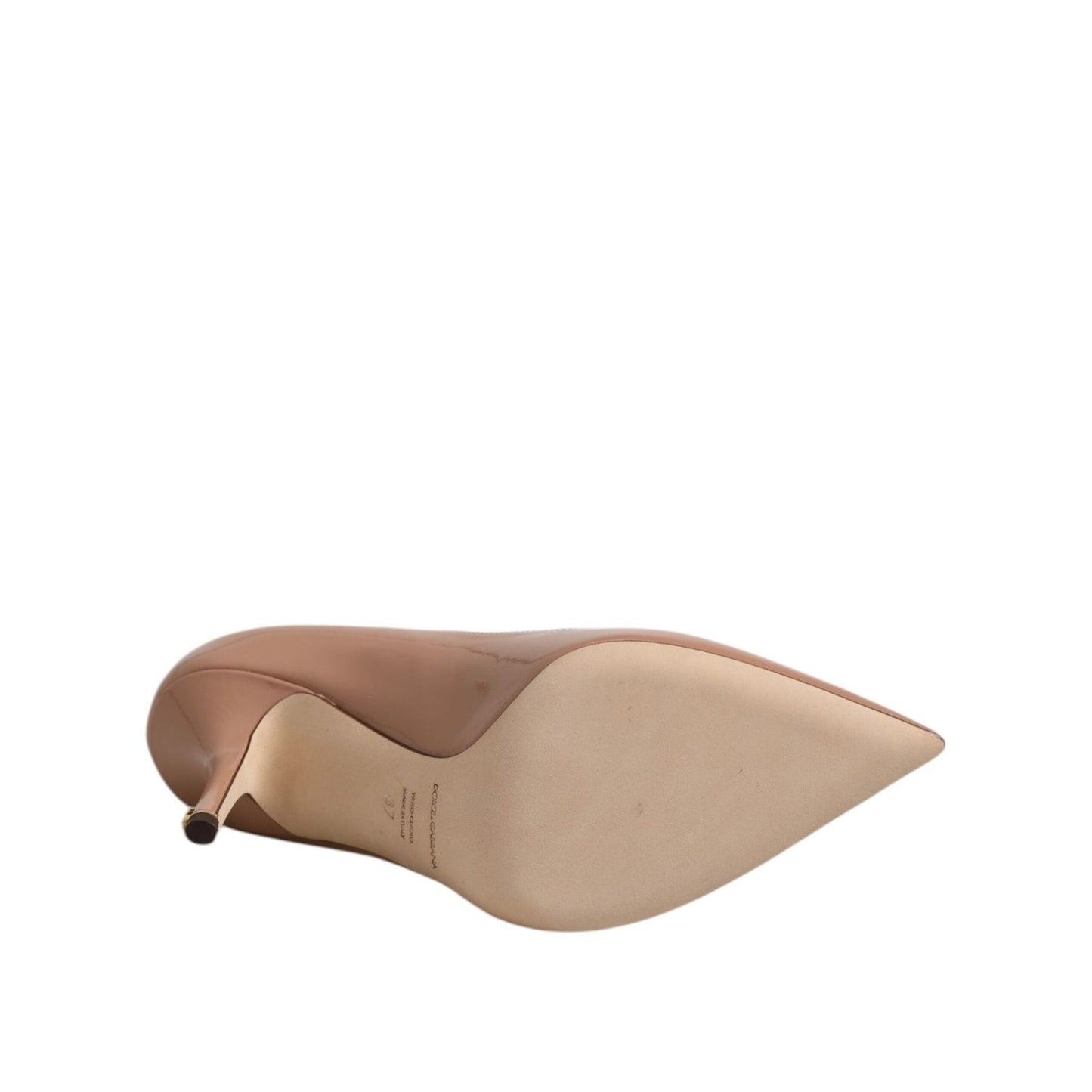 Dolce & Gabbana Beige Patent Leather Stiletto Heel Pump Shoes