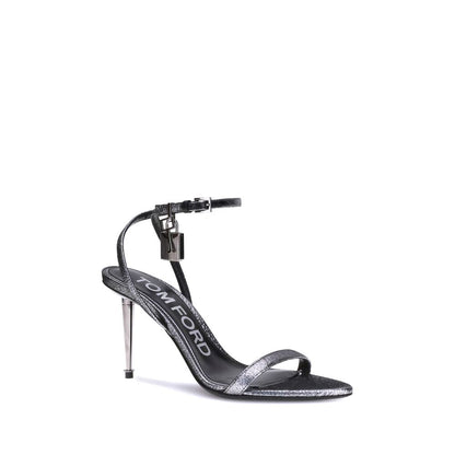 Tom Ford Silver Calf Leather Bos Taurus Stiletto Heel Sandals