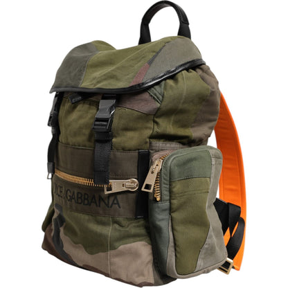 Dolce & Gabbana Military Green Patchwork Rucksack Backpack Bag