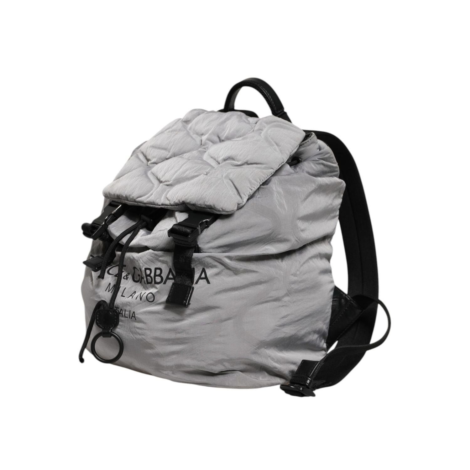 Dolce & Gabbana Gray Milano Print Drawstring Travel Backpack Bag