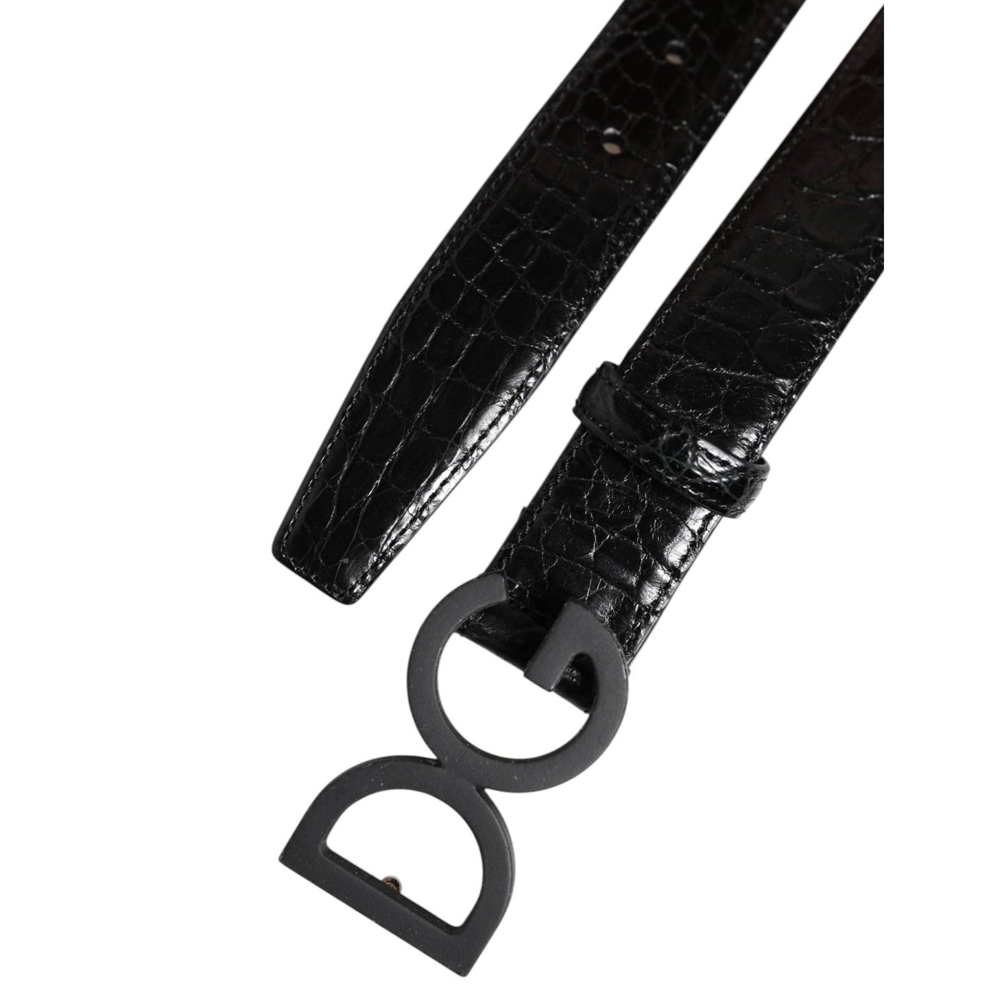 Dolce & Gabbana Black Leather Classic Metal DG Buckle Belt