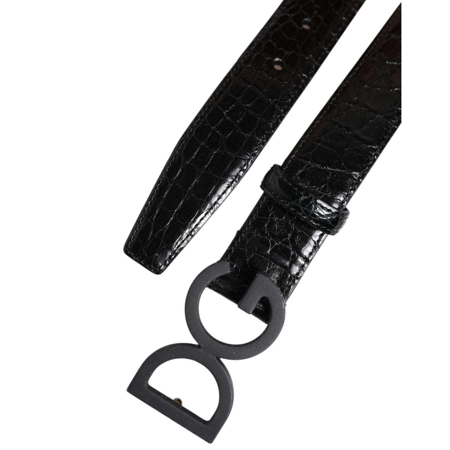 Dolce & Gabbana Black Leather Classic Metal DG Buckle Belt