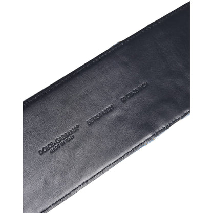 Dolce & Gabbana Two Tone Blue Denim Gold Metal Buckle Belt