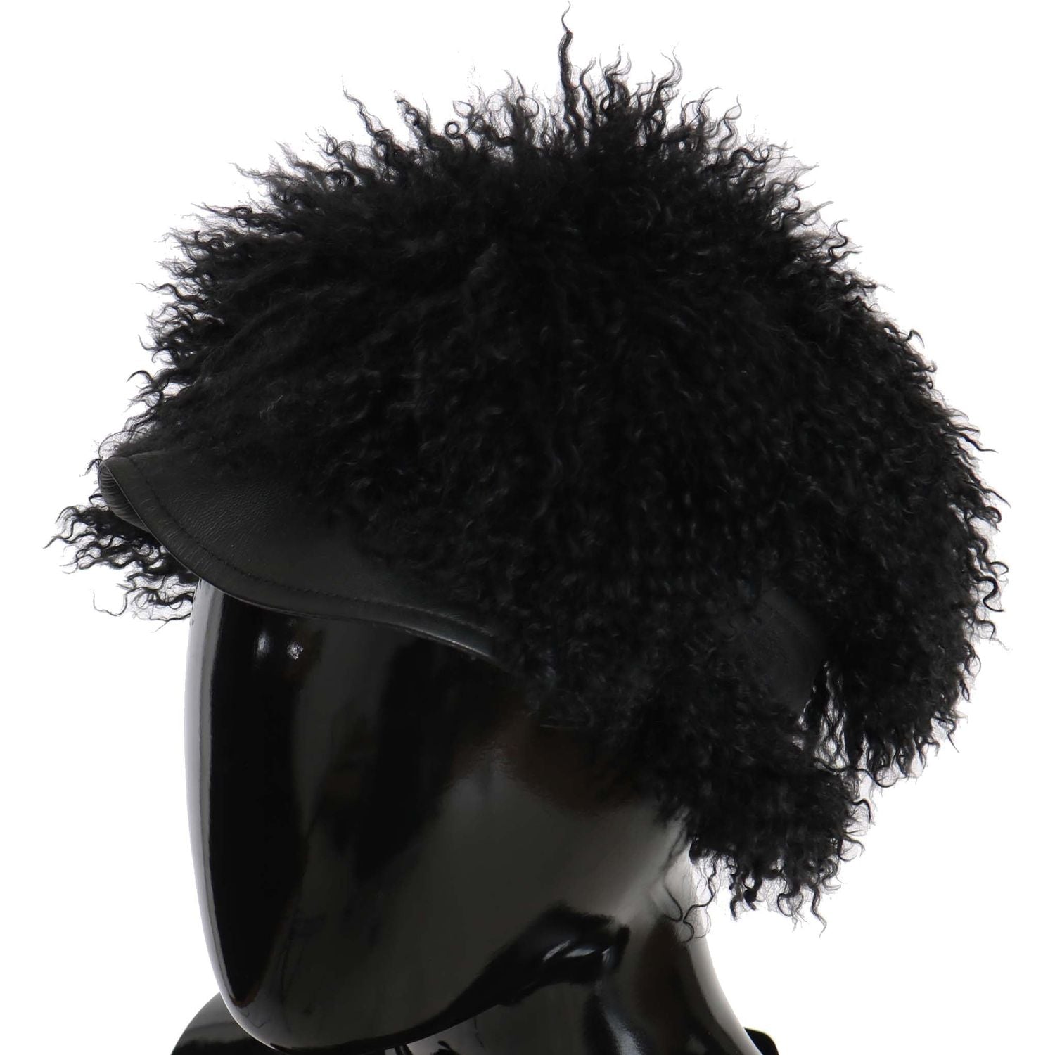 قبعة دولتشي آند غابانا غاتسبي الأنيقة باللون الأسود من فراء الحمل التبتي