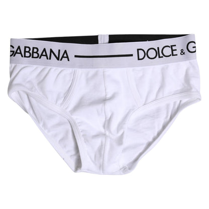 Dolce & Gabbana White Cotton Stretch Regular Brief Underwear