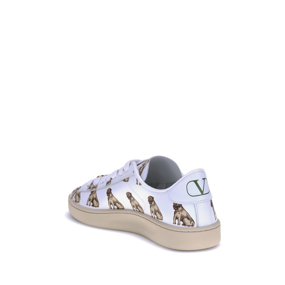 Valentino Garavani White Calf Leather Bos Taurus Low Top Sneakers