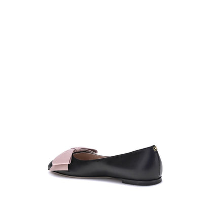Valentino Garavani Black Calf Leather Bos Taurus Ballet Flats