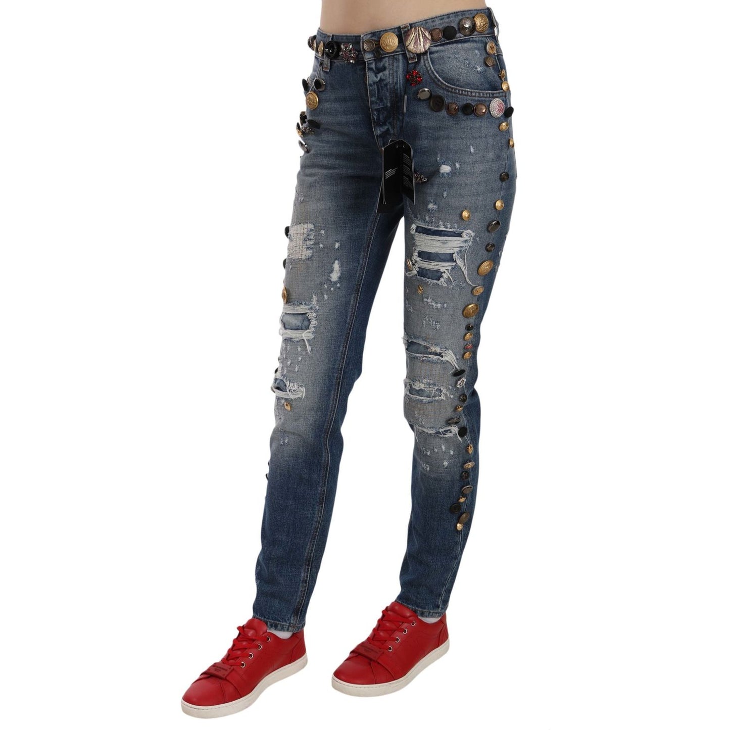 Dolce & Gabbana Crystal Embellished Luxury Denim Jeans Dolce & Gabbana