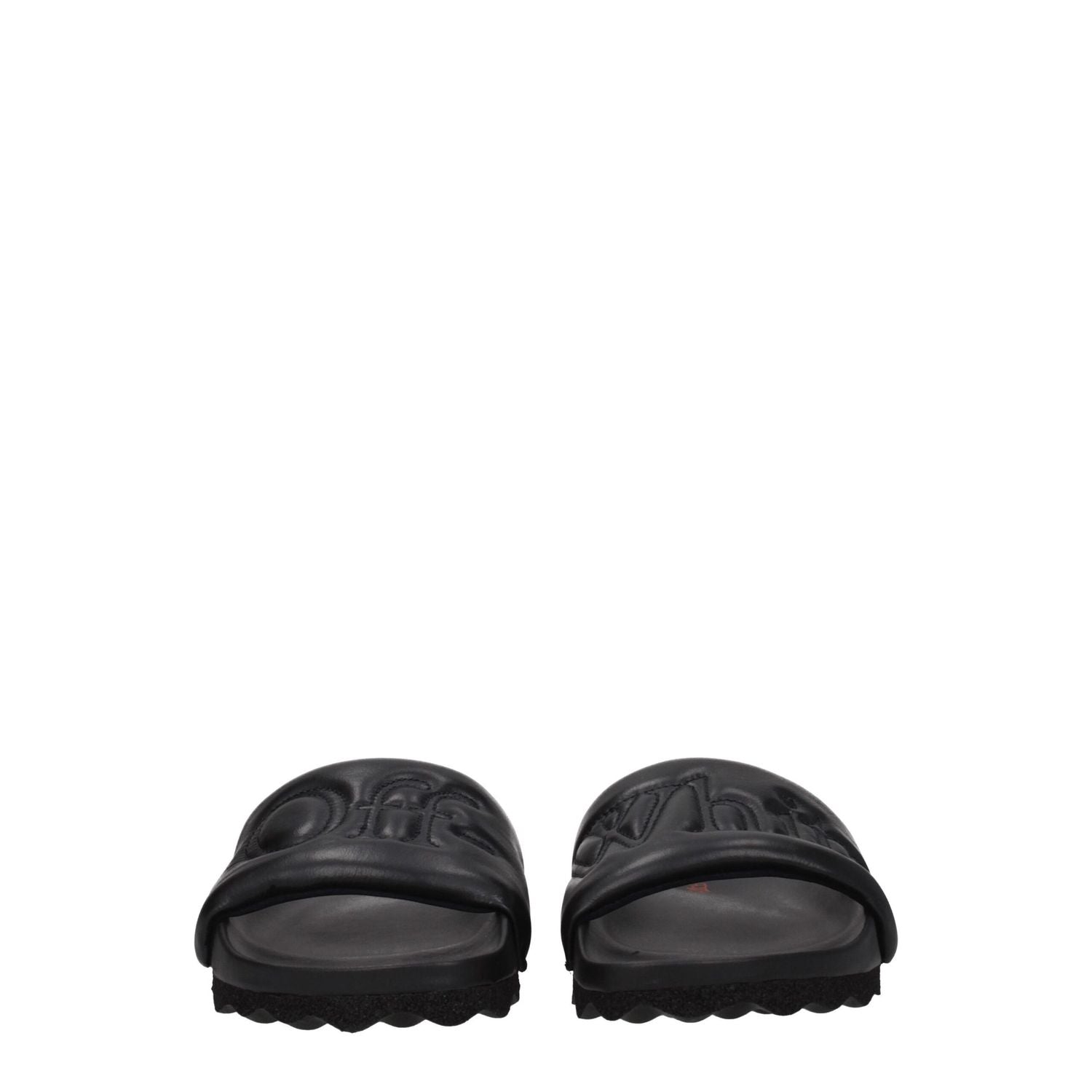 Off-White Black Leather Slippers