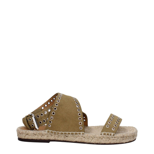 Isabel Marant Green Leather Flat Sandals