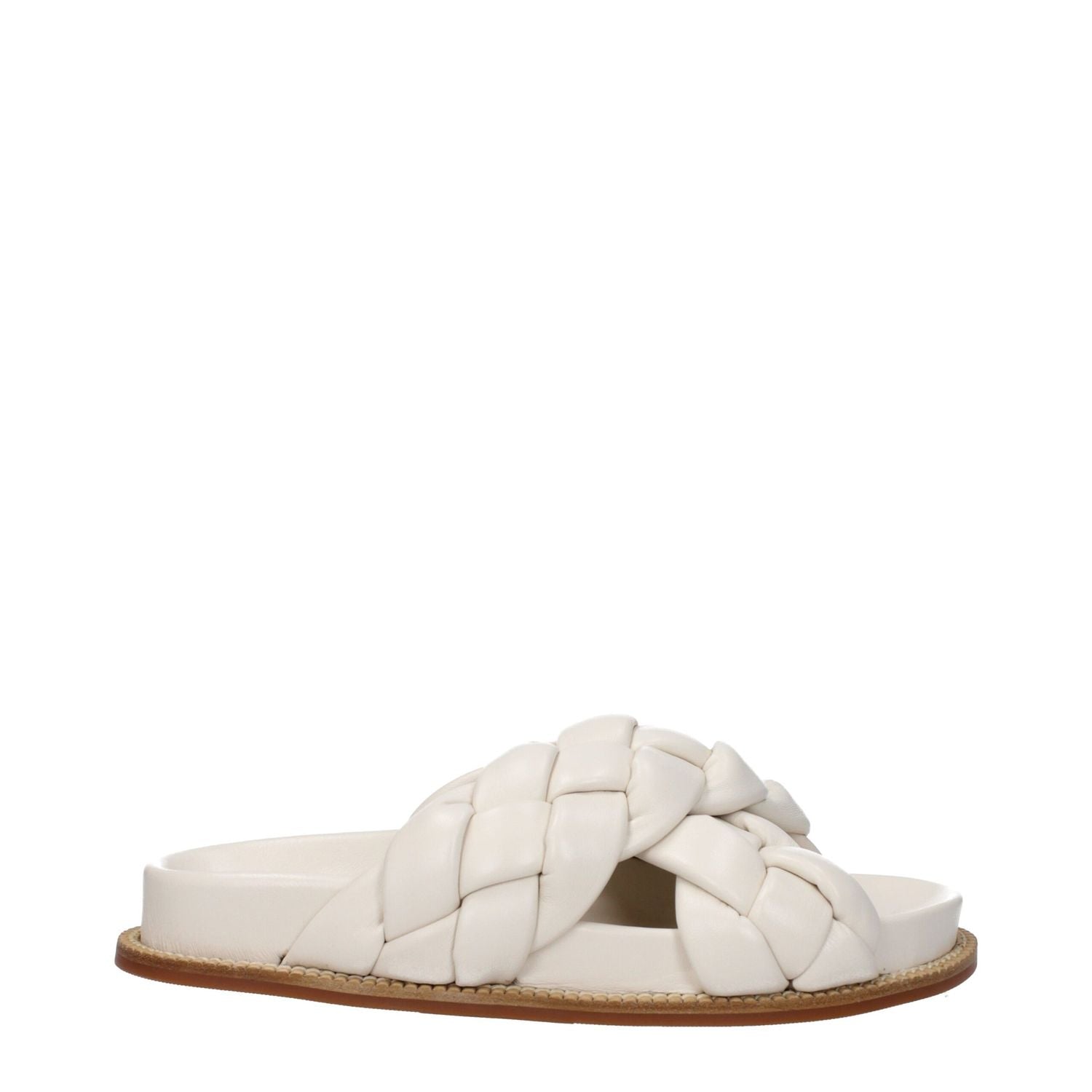 Fabiana Filippi Beige Leather Slippers
