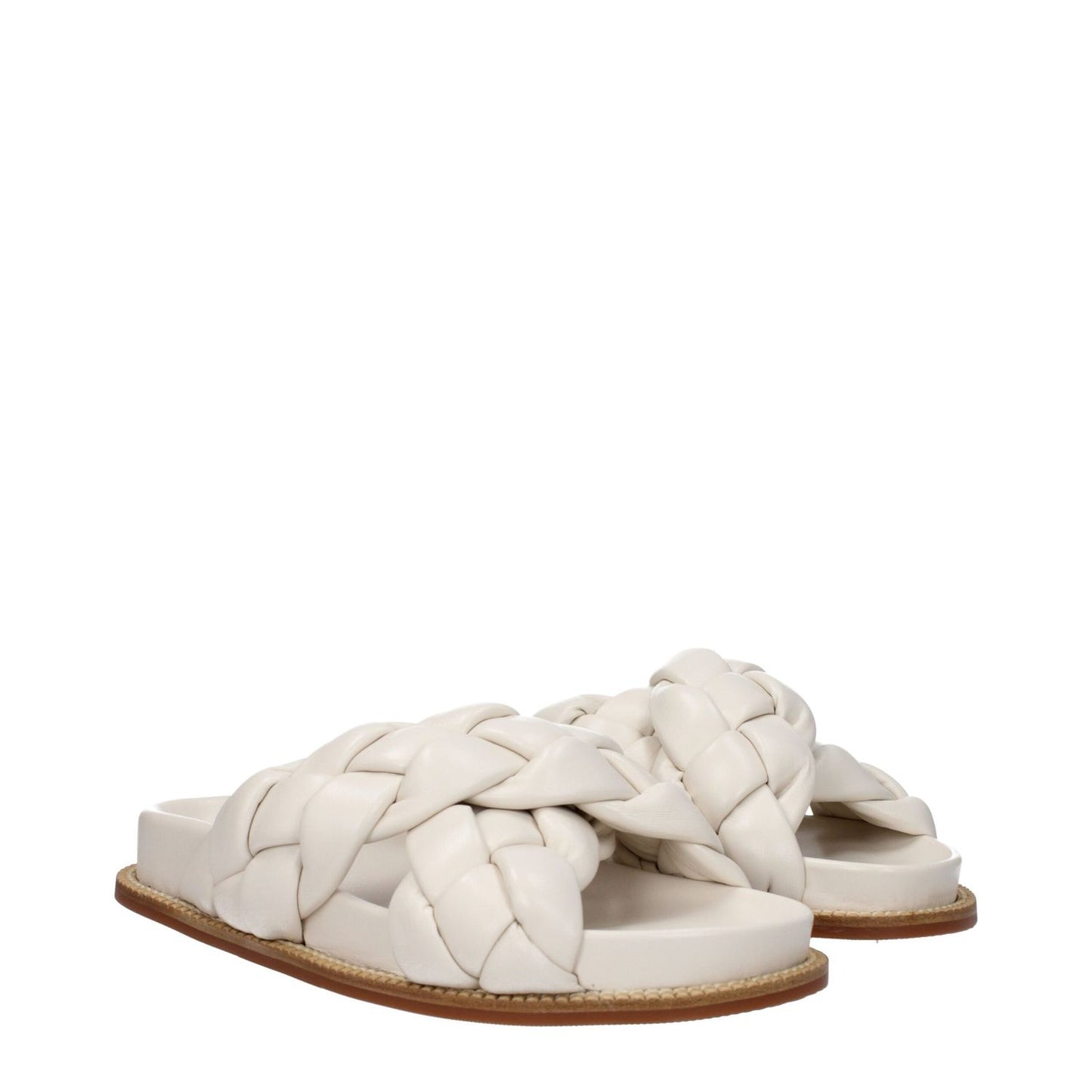Fabiana Filippi Beige Leather Slippers