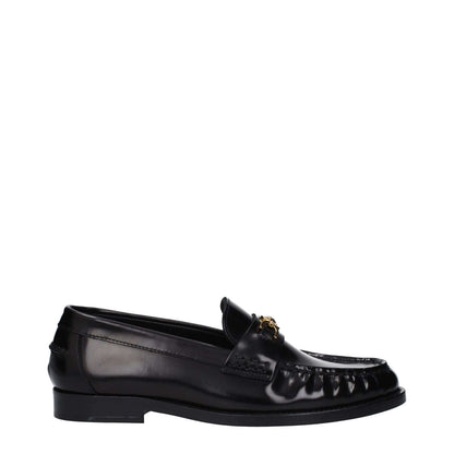 Versace Black Leather Slip-On Loafers 1728,75667636384,Black,EU36.5/US6.5,EU36/US6,EU37/US7,EU38.5/US8.5,EU39.5/US9.5,EU39/US9,Loafers - Shoes,New with tags,Shoes,Slip-On Loafers - Loafers - Shoes,Versace,Women