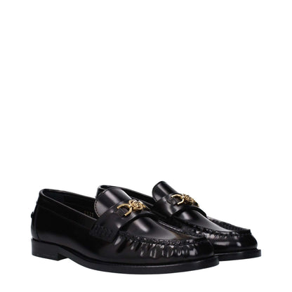 Versace Black Leather Slip-On Loafers 1728,75667636384,Black,EU36.5/US6.5,EU36/US6,EU37/US7,EU38.5/US8.5,EU39.5/US9.5,EU39/US9,Loafers - Shoes,New with tags,Shoes,Slip-On Loafers - Loafers - Shoes,Versace,Women