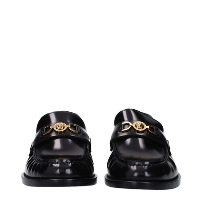 Versace Black Leather Slip-On Loafers 1728,75667636384,Black,EU36.5/US6.5,EU36/US6,EU37/US7,EU38.5/US8.5,EU39.5/US9.5,EU39/US9,Loafers - Shoes,New with tags,Shoes,Slip-On Loafers - Loafers - Shoes,Versace,Women