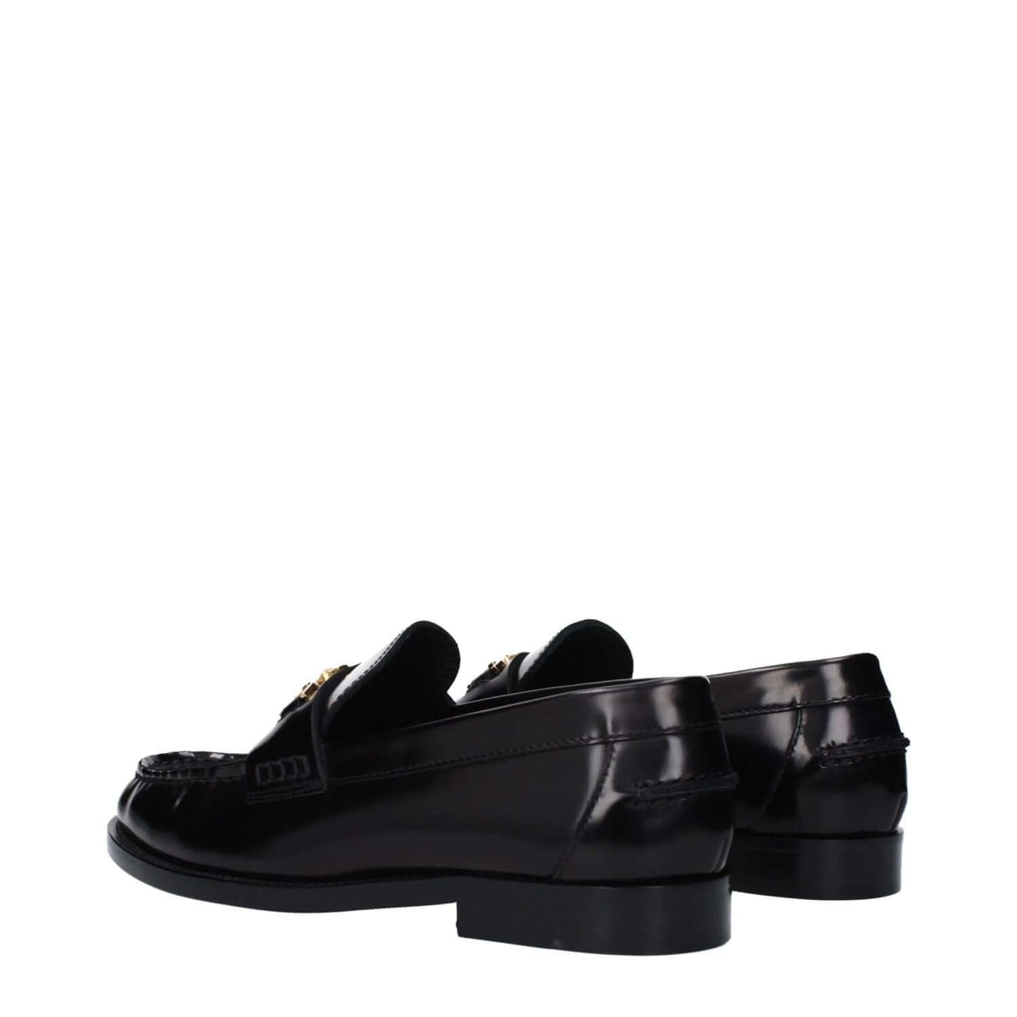 Versace Black Leather Slip-On Loafers 1728,75667636384,Black,EU36.5/US6.5,EU36/US6,EU37/US7,EU38.5/US8.5,EU39.5/US9.5,EU39/US9,Loafers - Shoes,New with tags,Shoes,Slip-On Loafers - Loafers - Shoes,Versace,Women