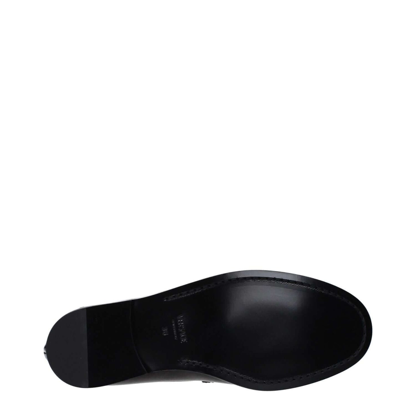 Versace Black Leather Slip-On Loafers 1728,75667636384,Black,EU36.5/US6.5,EU36/US6,EU37/US7,EU38.5/US8.5,EU39.5/US9.5,EU39/US9,Loafers - Shoes,New with tags,Shoes,Slip-On Loafers - Loafers - Shoes,Versace,Women