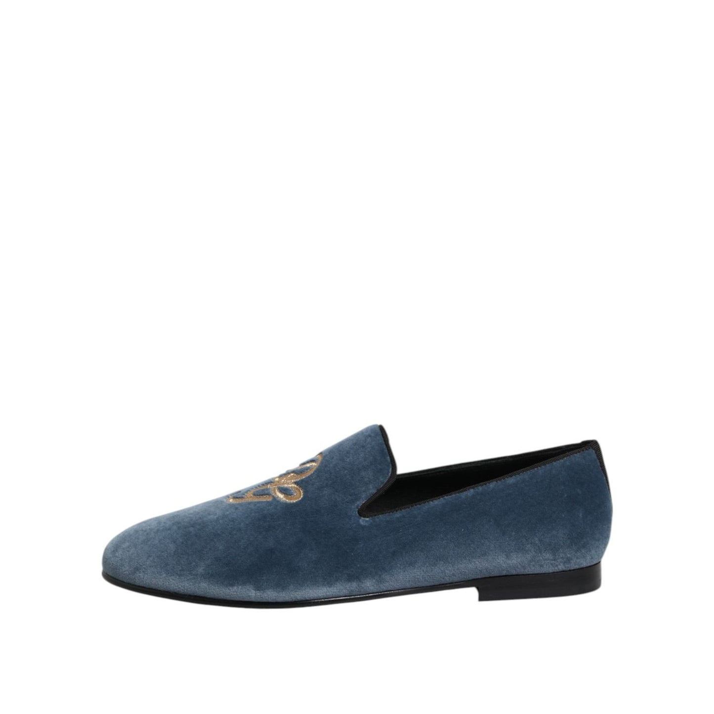 Dolce & Gabbana Blue Velvet DG Logo Loafers Formal Shoes