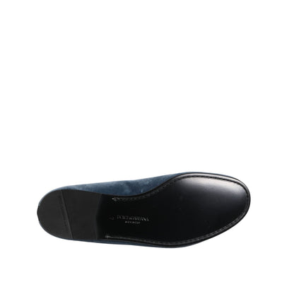 Dolce & Gabbana Blue Velvet DG Logo Loafers Formal Shoes