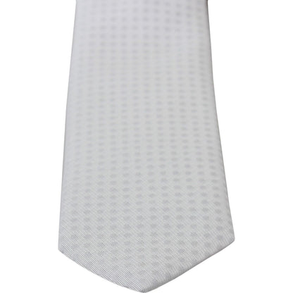 Dolce & Gabbana White Patterned Classic Mens Slim Necktie Tie