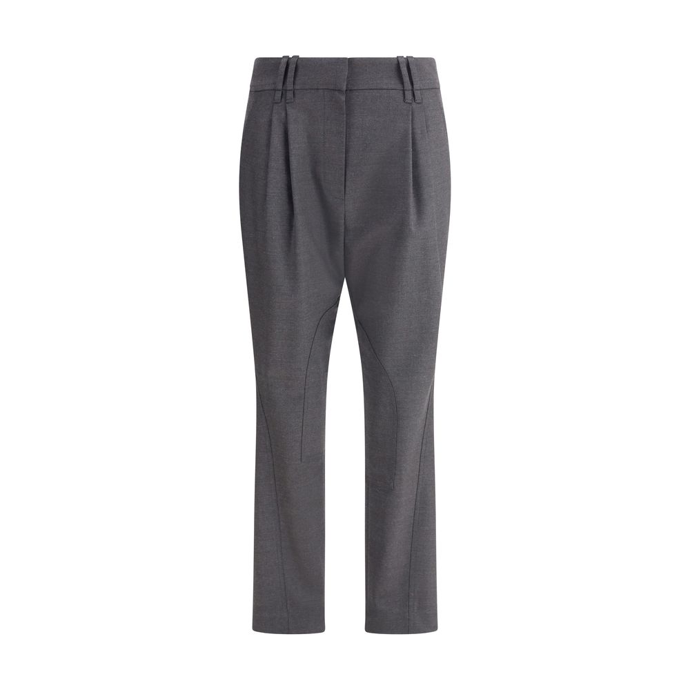 Brunello Cucinelli Bicolor Fleece Wool Casual Pants