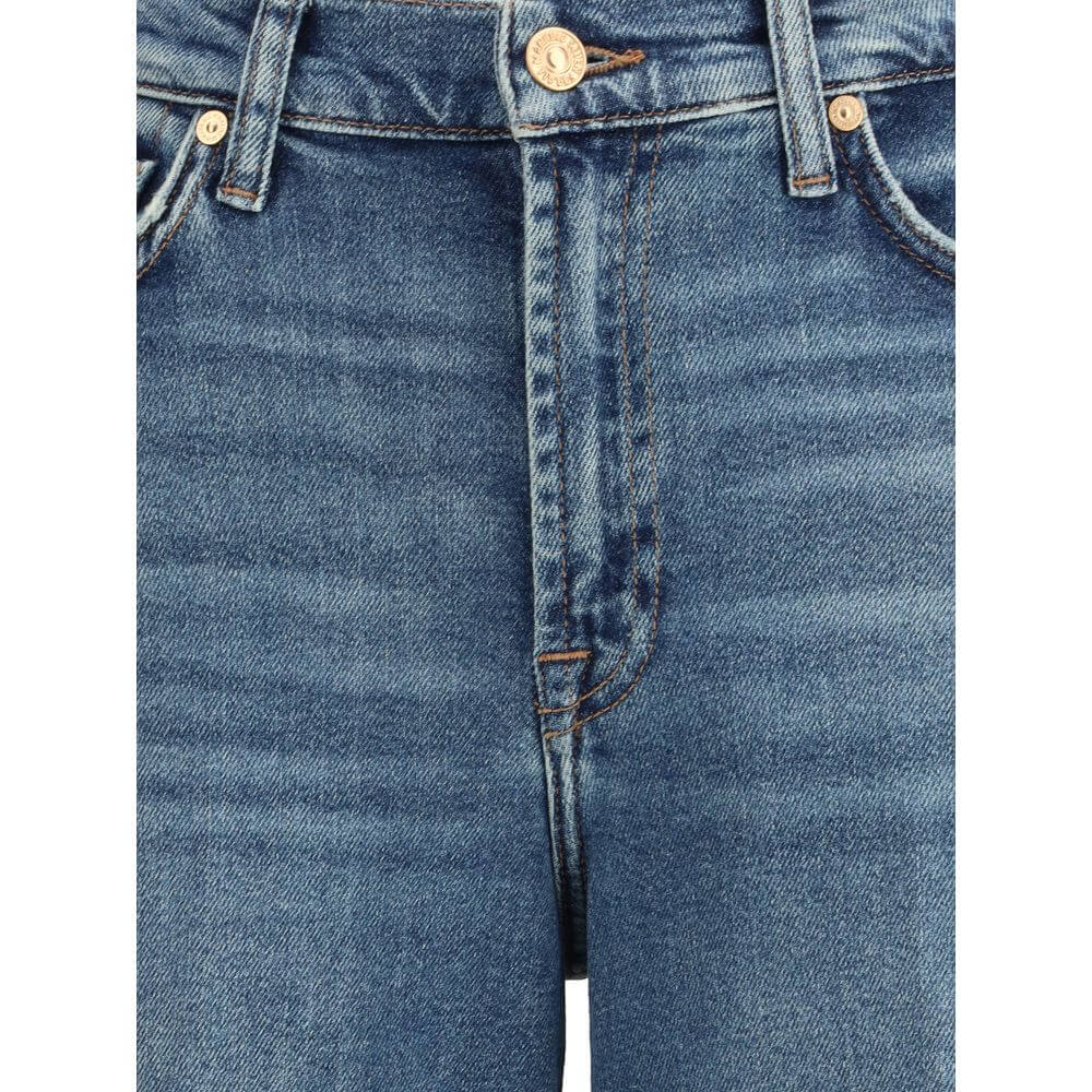 7FOR Blue Cotton Flared Jeans
