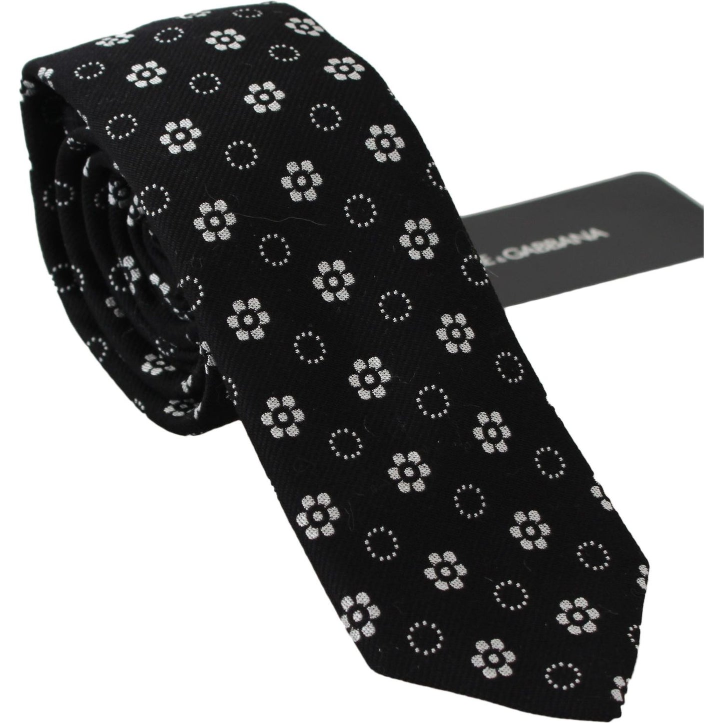 Dolce & Gabbana Black 100% Silk Floral Print Print Classic Tie