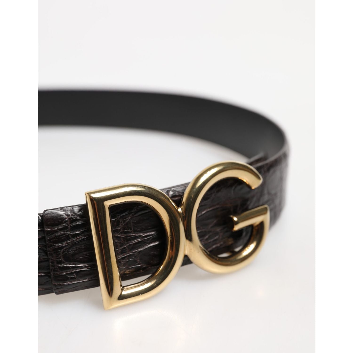 Dolce & Gabbana Black Exotic Leather DG Logo Buckle Belt