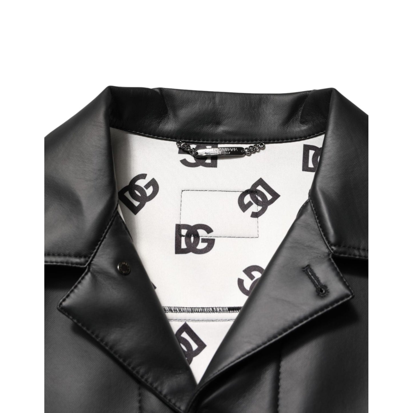 Dolce & Gabbana Black Polyester Button Down Biker Jacket