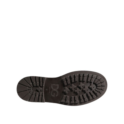 Dolce & Gabbana Brown Leather Distressed Brogue Lace Up Shoes