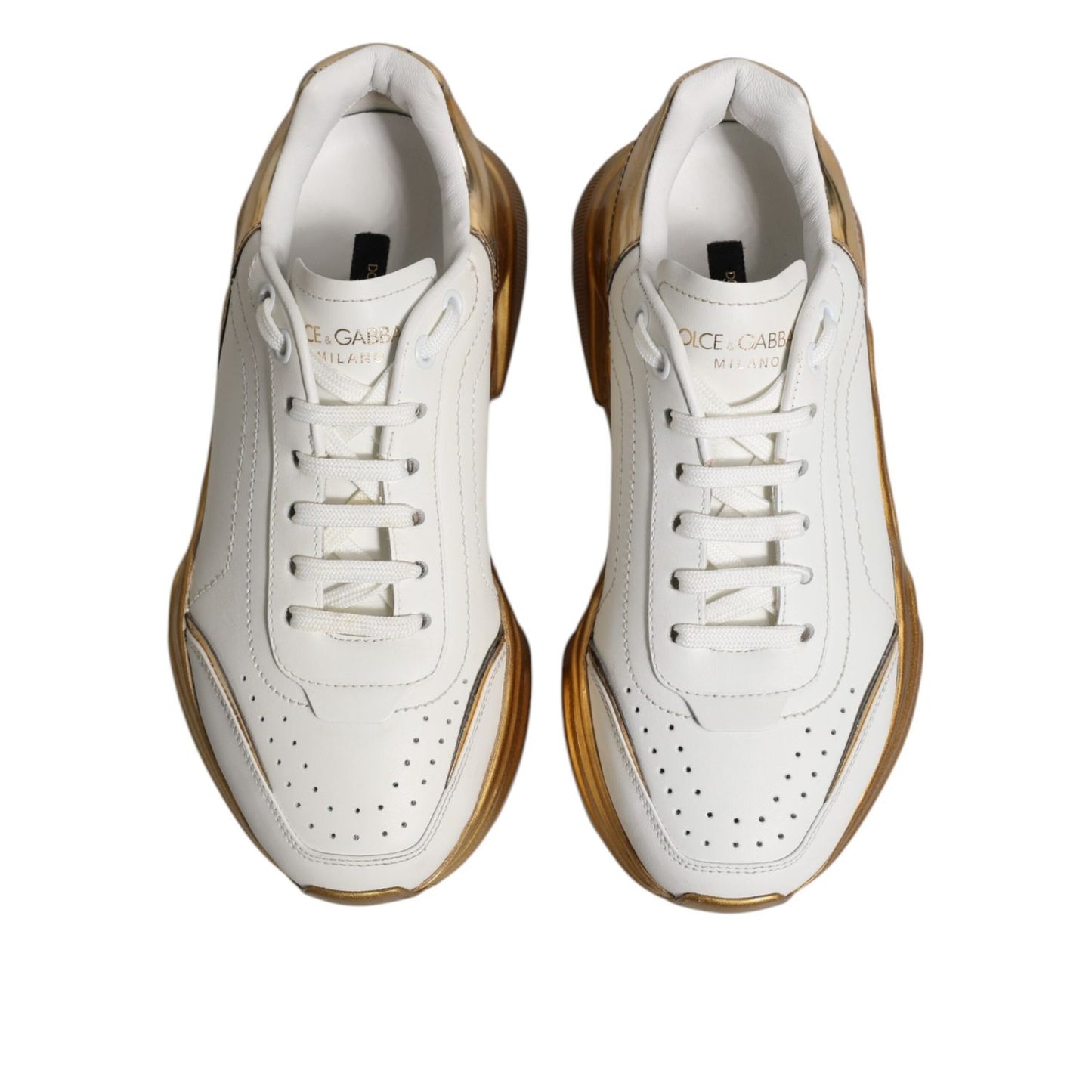 Dolce & Gabbana White Gold Daymaster Low Top Sneakers Shoes