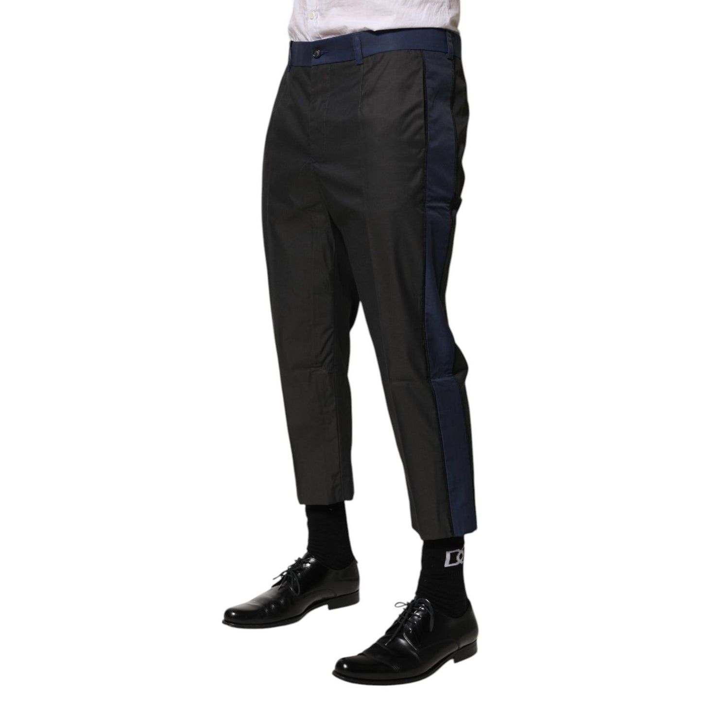 Dolce & Gabbana Gray Blue Cotton 3/4 Chinos Crop Trouser Pants